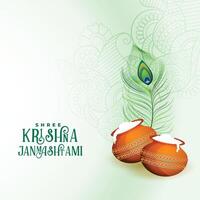 shree krishna janmashtami indian festival greeting background vector