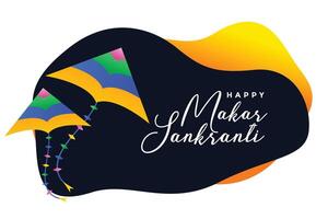 makar sankranti festival banner with flying kites vector