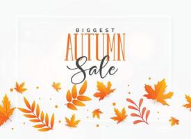 elegant autumn sale background with flying leaves vector