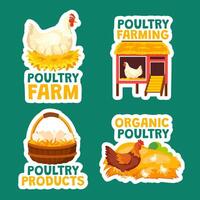 Poultry Farm Label Flat Cartoon Hand Drawn Templates Background Illustration vector