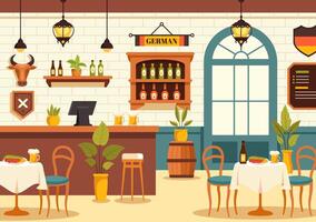 German Food Restaurant Illustration featuring a Collection of Delicious Traditional Cuisine and Drinks on a Flat Style Cartoon Background vector