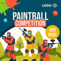 paintball juego social medios de comunicación ilustración plano dibujos animados mano dibujado plantillas antecedentes vector