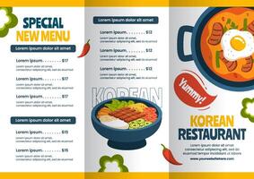 Korean Food Brochure Cartoon Hand Drawn Templates Background Illustration vector