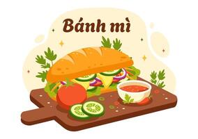 Vietnamese Food Restaurant Illustration of A Menu Featuring a Collection of Various Delicious Cuisine Dishes in Flat Style Cartoon Background vector