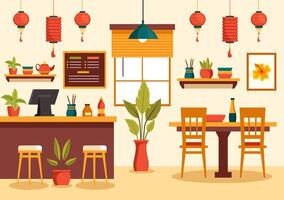 Vietnamese Food Restaurant Illustration of A Menu Featuring a Collection of Various Delicious Cuisine Dishes in Flat Style Cartoon Background vector