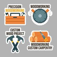 Woodworking Label Flat Cartoon Hand Drawn Templates Background Illustration vector