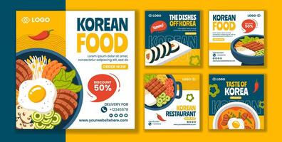 Korean Food Social Media Post Flat Cartoon Hand Drawn Templates Background Illustration vector