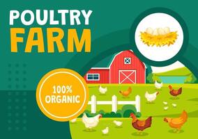 Poultry Farm Social Media Background Flat Cartoon Hand Drawn Templates Illustration vector