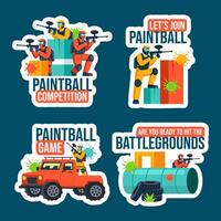 paintball juego etiqueta plano dibujos animados mano dibujado plantillas antecedentes ilustración vector