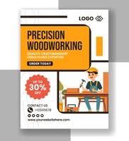 Woodworking Vertical Poster Flat Cartoon Hand Drawn Templates Background Illustration vector