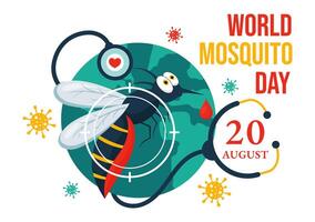 World Mosquito Day Illustration on August 20th featuring a Midge that Can Cause Dengue Fever and Malaria in a Flat Style Cartoon Background vector