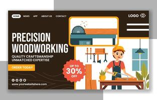 Woodworking Social Media Landing Page Cartoon Hand Drawn Templates Background Illustration vector