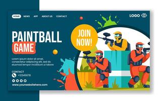 Paintball Game Social Media Landing Page Cartoon Hand Drawn Templates Background Illustration vector