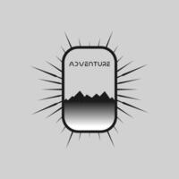 montaña aventuras Insignia logo gráfico ilustración en antecedentes vector