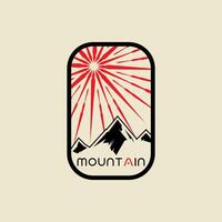 montaña aventuras Insignia logo gráfico ilustración en antecedentes vector