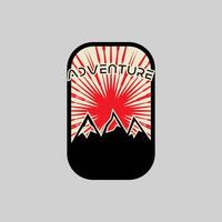 montaña aventuras Insignia logo gráfico ilustración en antecedentes vector