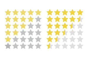 Product Rating or Customer Review With Gold Stars and Half Star, Icons for Apps and Websites. vector