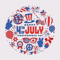 Happy 4th of july background for cover, poster, social media template vector