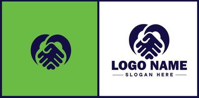 handshake logo icon for business brand app icon deal people friendship partnership cooperation vector