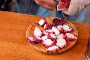 racion de pulpo a feira, typical octopus recipe in Galicia, Spain. photo