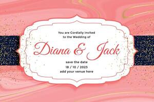 royal wedding card invitation with golden glitter effect vector