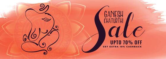 abstract watercolor ganesh chaturthi sale banner design vector