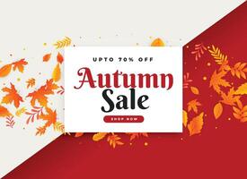 autumn sale and promotional banner with leaves vector