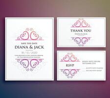 wedding card invitation design with thank you card vector