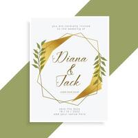 beautiful golden wedding invitation card design vector