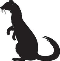 Weasel Silhouette Illustration White Background vector