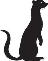 Weasel Silhouette Illustration White Background vector