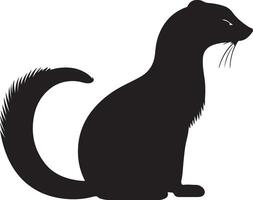 Weasel Silhouette Illustration White Background vector