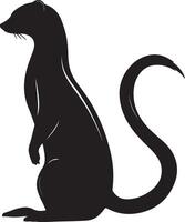 Weasel Silhouette Illustration White Background vector