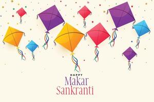 colorful flying kites for makar sankranti festival vector