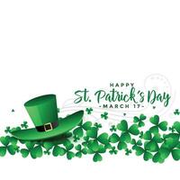 leprechaun cap with clover leaves background vector