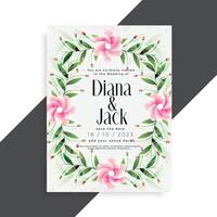beautiful wedding invitation pink flower card design vector