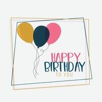 happy birthday card design with flat color balloons vector