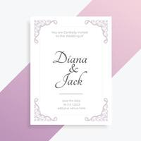 elegant wedding card design in white color vector