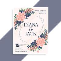 wedding invitation card design with floral decoration vector