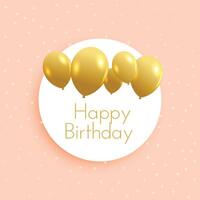 soft birthday background with golden balloons vector