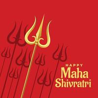 red background with golden trishul design vector