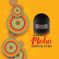 maha shivratri festival greeting with shivling illustration vector