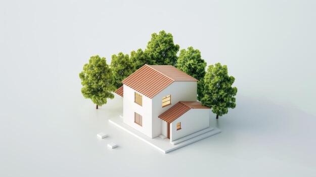 parte superior ver de kawaii casa icono en blanco antecedentes foto