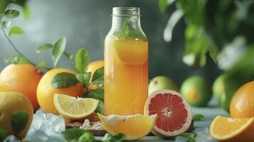 Iced Juice Bottle Featuring Citrus-based Detox photo