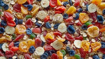 Fruit Cereal Showcase on Tabletop photo