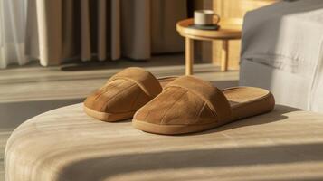 Male Slippers Showcased Amidst Restaurant Vibes photo