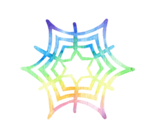 Watercolor illustration of multicolored snowflake. Snow shimmering in the light. Winter and festive picture, Christmas and New Year. Isolated. drawn by hand. png