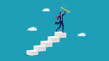 businessman climbing up the stairs to success vector
