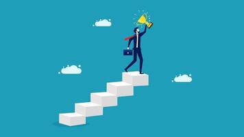 businessman climbing up the stairs to success vector