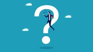 businessman with question mark on blue background vector